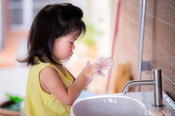Encourage children to wash their hands after playing or going to the toilet, and before eating.