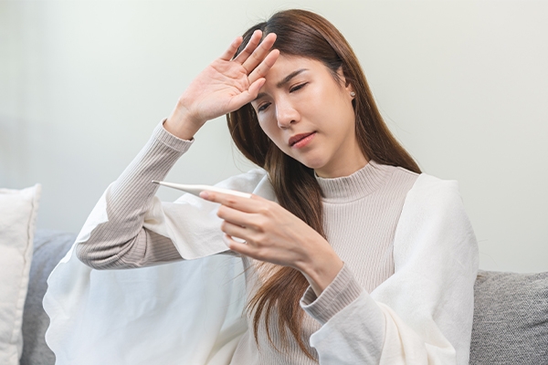 An increase in body temperature may indicate symptoms of fever.